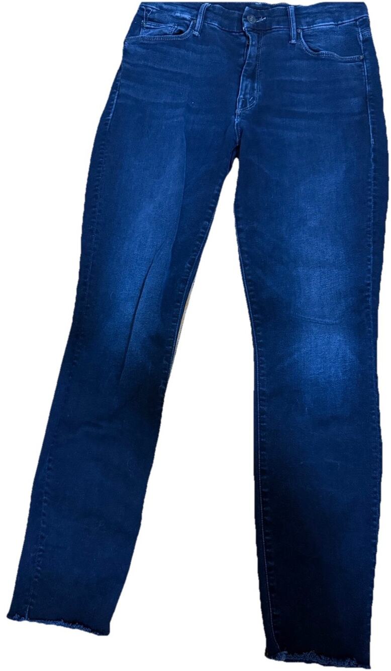 MOTHER Women’s High Waisted Looker Ankle Fray Dark Denim Jeans Size 27